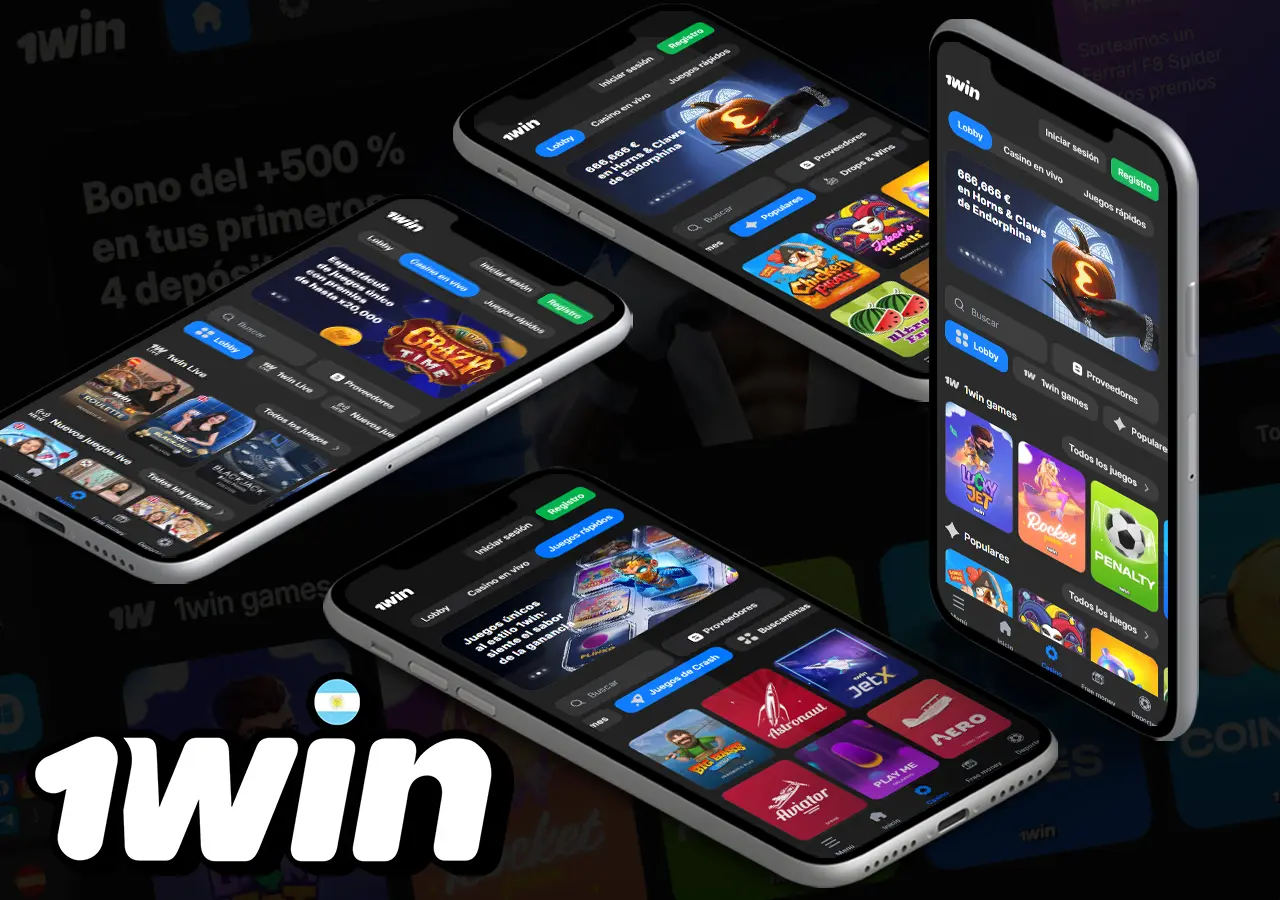 Sección de casino en la aplicación móvil 1win